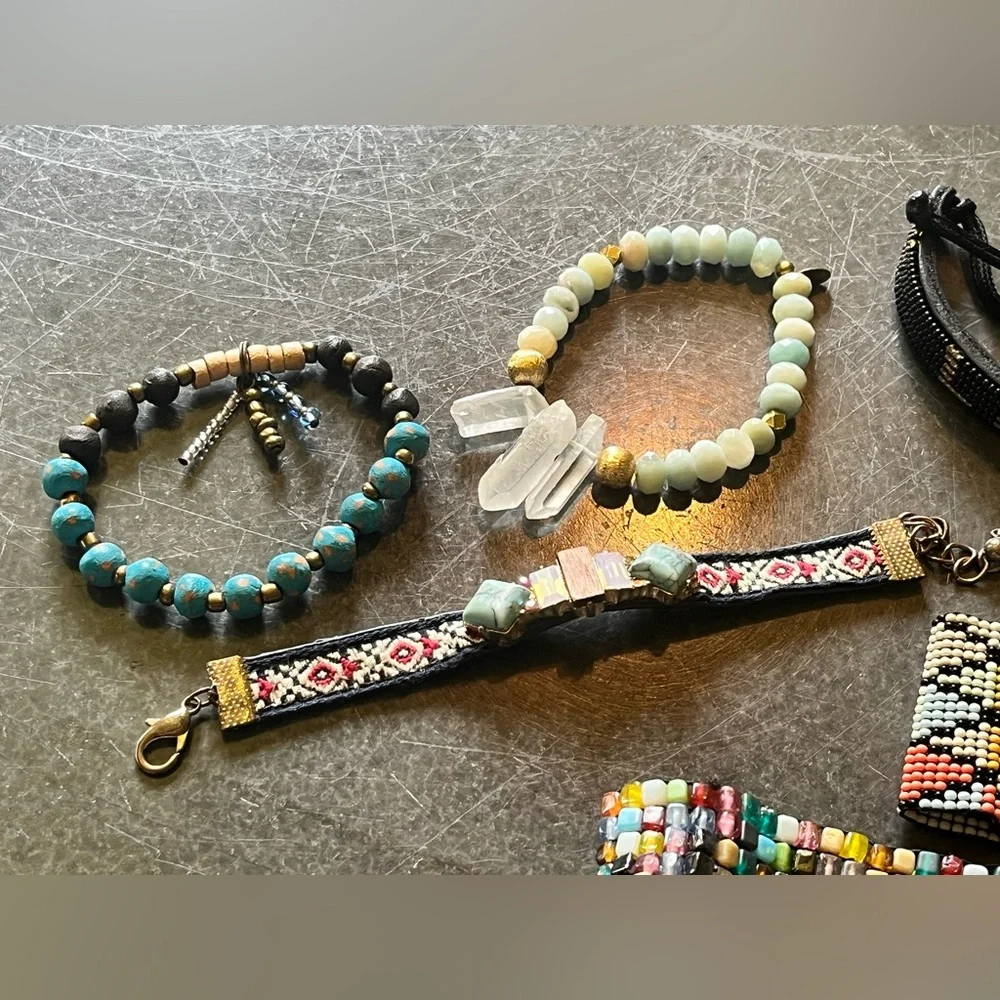 Women’s bundle of ten bracelets. Quartz, stone, beads, multicolored - Picture 5 of 10